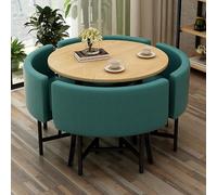 Round Kitchen Table and Chairs Set for 4, Modern Wood Dining Table with 4 Chairs, Compact Dining Room or Office Conference Table Set, Ideal for Small Spaces