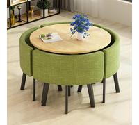 Round Kitchen Table and Chairs Set for 4, Modern Wood Dining Table with 4 Chairs, Compact Dining Room or Office Conference Table Set, Ideal for Small Spaces