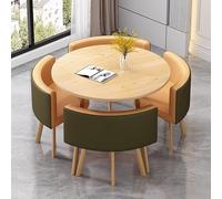 Round Kitchen Table and Chairs Set for 4, Modern Wood Dining Table with 4 Chairs, Compact Dining Room or Office Conference Table Set, Ideal for Small Spaces