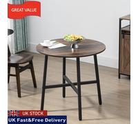 Homcom Dining Room Table For 4 People, Industrial Kitchen Table Steel Base In Brown Brown