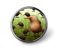 Round Kiwi Bird Cute Brooch Classic Mini Pin 1 Inch Aluminum Alloy Lapel Pin Personalized Button Badge for Backpack Hat Suit Jacket Clothing Decoration
