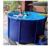 Round Koi Pond Show Tank 2x0.8m Canvas Pool for Aquatic Bing Above Ground Water Irrigation Durable Belt Frame Fish Pond Set (2400L)