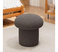 Round Lambswool Ottoman Solid Wood Footrest Cozy Foot Stool for Living Room Bedroom Office Kitchen Balcony - Stylish Home Décor Accent
