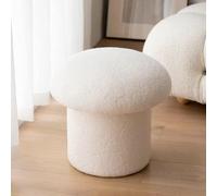 Round Lambswool Ottoman Solid Wood Footrest Stylish Accent for Living Room Bedroom Office Kitchen Balcony - Cozy & Versatile Home Furniture