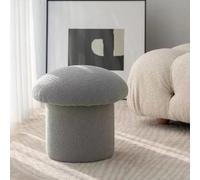 Round Lambswool Stool Solid Wood Footrest Cozy Pouf for Living Room Bedroom Study Kitchen Balcony - Versatile Home Decor Accent Piece