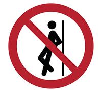 Round Laminated Sign Adhesive, Waterproof ISO 7010 - Adhesive - UV Resistant Laminated Adhesive - Do Not Lean - Diameter 25 cm