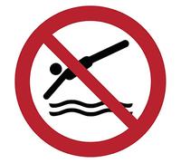 Round Laminated Sign Adhesive, Waterproof ISO 7010 - Adhesive - UV Resistant Laminated Adhesive - No Diving - Diameter 20cm