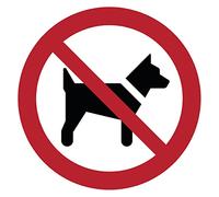 Round Laminated Sign Adhesive, Waterproof ISO 7010 - Adhesive - UV Resistant Laminated Adhesive - No Dogs - Diameter 15cm