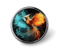 Round Lapel Pins for Men Women Fire And Water Phoenix 1 Inch Enamel Pin Aluminum Alloy Metal Badge Brooch for Hats, Jackets, Backpacks, Suits Stylish Fashion Pins for Party Favors, Gifts