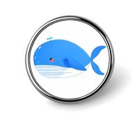 Round Lapel Pins Metal Round Brooch Badge for Backpacks Or Lapels, Valentine Pin, Blue Whale Heart Pattern Printed Round Pins