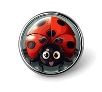 Round Lapel Pins Metal Round Brooch Badge for Backpacks Or Lapels, Valentine Pin, Cartoon Ladybug Printed Round Pins