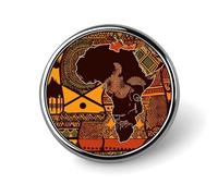 Round Lapel Pins Patriotic Pin for Men Women African Map Ethnic Pattern Metal Badge Brooch Accessories Party Favors, Hat Suit Decorations Enamel Lapel Pins Aluminum Alloy
