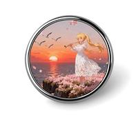 Round Lapel Pins Patriotic Pin for Men Women Anime Flute Player Metal Badge Brooch Accessories Party Favors, Hat Suit Decorations Enamel Lapel Pins Aluminum Alloy