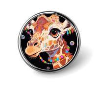 Round Lapel Pins Patriotic Pin for Men Women Colorful Artistic Giraffe Metal Badge Brooch Accessories Party Favors, Hat Suit Decorations Enamel Lapel Pins Aluminum Alloy