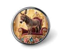 Round Lapel Pins Patriotic Pin for Men Women Donkey on Gem Throne Metal Badge Brooch Accessories Party Favors, Hat Suit Decorations Enamel Lapel Pins Aluminum Alloy