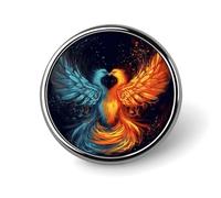 Round Lapel Pins Patriotic Pin for Men Women Fire And Water Phoenix Metal Badge Brooch Accessories Party Favors, Hat Suit Decorations Enamel Lapel Pins Aluminum Alloy