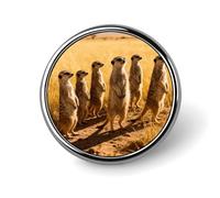 Round Lapel Pins Patriotic Pin for Men Women Meerkats on The Grassland Metal Badge Brooch Accessories Party Favors, Hat Suit Decorations Enamel Lapel Pins Aluminum Alloy