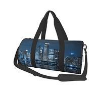 Round Large Capacity Travel Chicago Reflected Duffel Bag, Gym Bag, Holiday Tote Bag, Start School Duffel Bag.
