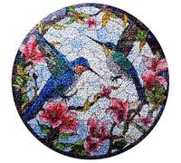 Round Latch Hook Kits Rug DIY Cushion Tapestry Making Crochet Hook Rug Making Kits Preprinted Pattern Canvas Cushion Arylic Yarn Hooking Kits Rug Hooking 50x50CM (Floral Hummingbird 6)