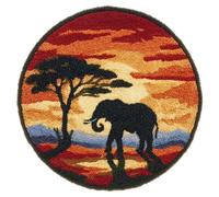 Round Latch Hook Rug Kits, Elephant At Sunset 50X50Cm Home Carpet Rug Making Canvas Kits, Diy Crochet Kits Embroidery Kits Needlework Crafts For Home Decor, Latch Hook Kits For Beginners Ad