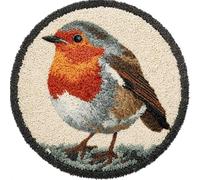 Round Latch Hook Rug Kits, Robin 50X50Cm Home Carpet Rug Making Canvas Kits, DIY Crochet Kits Embroidery Kits Needlework Crafts for Home Decor, Latch Hook Kits for Beginners Kids Adults