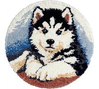 Round Latch Hook Rug Kits Wolf For Adults And Starter 50*50Cm