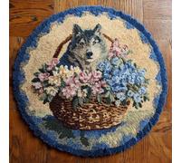 Round Latch Hook Rug Kits Wolf For Adults And Starter 50*50Cm