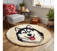 Round Latch Hook Rug Kits Wolf For Adults And Starter 50*50Cm
