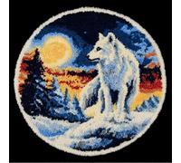 Round Latch Hook Rug Kits Wolf For Adults And Starter 50*50Cm