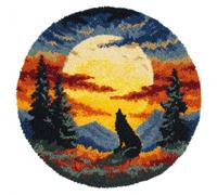 Round Latch Hook Rug Kits Wolf For Adults And Starter 50*50Cm