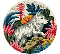 Round Latch Hook Rug Kits Wolf For Adults And Starter 50*50Cm