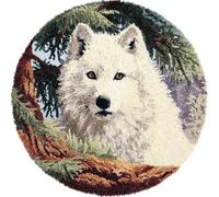 Round Latch Hook Rug Kits Wolf For Adults And Starter 50*50Cm
