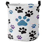 Round Laundry Basket Colorful The Foot Of The Dog Printed Clothes Organiser Personalised Foldable Washing Basket, For Bedroom, Room, Dorm, 60L
