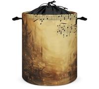 Round Laundry Basket with Handles Personalized Laundry Hamper for Bedroom Sheet Music Circular Laundry Lightweight Waterproof Storage Basket Dirty Clothes Hamper for Bathroom Dorm