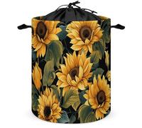 Round Laundry Basket with Handles Personalized Laundry Hamper for Bedroom Sunflower Brightening My Life Circular Laundry Lightweight Waterproof Storage Basket Dirty Clothes Hamper for Bathroom Dorm