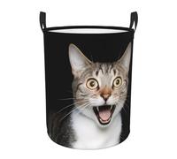 Round Laundry Baskets Cute Cat Laundry Hamper Waterproof Oxford Fabric Dirty Clothes Hampers With Handles, Kids Toy Storage, Collapsible Nursery Basket, For Bedrooms Bath