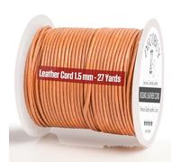 Round Leather Cord 1.5mm 25 meter Rope for Jewellery Making, Bracelets, Necklaces, Kumihimo Braiding, Wraps, Crafts, Hobby, DIY Projects - Distressed Saddle