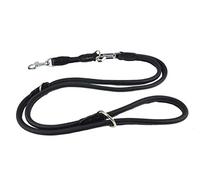 Round Leather Lead For Your Dog. Handmade Dog Leash, Genuine Leather, Safe Swivel Trigger Hook Lobster Clasp - Black (Black, Adjustable)