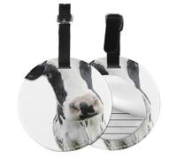 Round Leather Luggage Tag Fun Animal Funny Cow Head Black White Printed Id Tags for Travel Bags, Suitcases & Handbags Cute & Personalized Luggage Labels with Privacy Cover