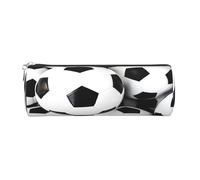 Round Leather Pencil Case Pencil Bag Soccer Ball Print Zippered Pen Pouch for Work Office for Men, Women