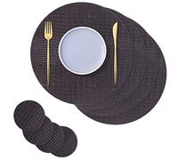 Crocodile Faux Leather Placemat - for Office Conference Table, 8-Piece Set, Heat Resistant and Waterproof Table Runner Kitchen Table Runner, 13" X13". (Coffee Crocodile Print placemats)
