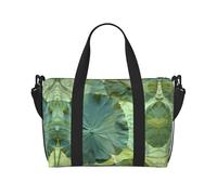 Round Leaves Printed Travel Bag Large Gym Tote, Weekend & Business Trip Crossbody Shoulder Bag, Lightweight