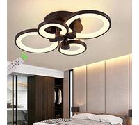 Round LED Ceiling Light, Acrylic Ceiling Mounted Dimmable Ceiling Light with 4 Black Rings Modern Style Ceiling Light with Remote Control 3000K~6500K