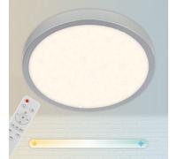 Round LED Ceiling Light Lamp Star Decor CCT Remote Control Dimmable 38cm Silver