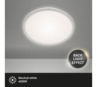 Round LED Ceiling Light Panel Lamp Slim Indirect Light Neutral White 28cm Silver