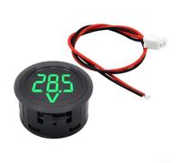 Round LED Digital Display Voltmeter DC5100V Two Wire Installation, Fits 34mm Panel for Accurate Battery Voltage (Blue)