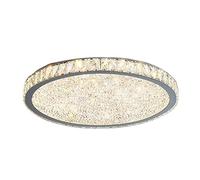 Round LED Flush Mount Ceiling Light - Dimmable 3CCT 36W Max, Chrome & Crystal-Effect for Bedroom Living Room Hallway(Silver,Diameter 52CM)