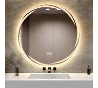 Round LED Mirror For Bathroom Vanity, Dimmable Anti-Fog Wall Mounted Makeup Mirror With Lights, Frameless Circle LED Lighted Mirror(80cm/31.5in)