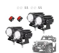 Round LED Pod Lights - White Flood Bar, Blue Spotlight | Double Row Projector Fog Light Auxiliary Mini Cube Driving Pod Offroad Driving Mount Compatible Boat Truck Motorcycle ATV SUV Vehicle Tractor
