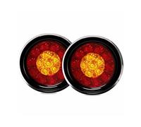 Round LED Tail Lights - 16 Red Yellow Two Tone Lights Flexible Rubber Mount Parking Light Waterproof Stop Turn Signal Lights | All-Vehicle Utility Security Lighting